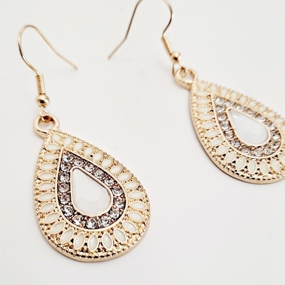 💖 2/$30 Boho Gold dangle teardrop christmas party Rhinestones earrings - Picture 15 of 16